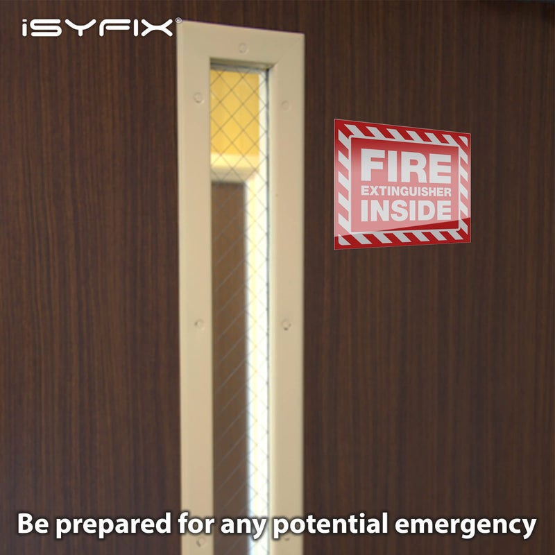 iSYFIX Fire Extinguisher Inside Signs Stickers â€“ 5 Pack 5x4 Inch â€“ Self-Adhesive Vinyl Decals, Laminated for UV, Weather, Scratch, Fade Resistance, for Cars, Trailers, Rv's, Trucks and Vehicles - Image 3